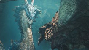 Official artwork showing Lagiacrus emerging from the depths in Monster Hunter Wilds
