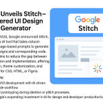 Google Stitch UI generator interface with design-to-code preview