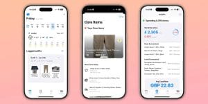 Screenshot of ClosetLog app showing wardrobe usage stats and outfit planning interface