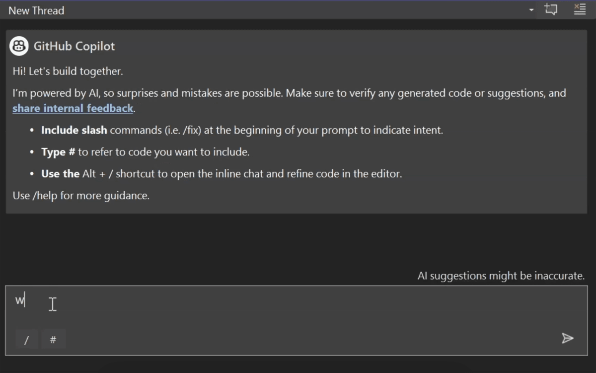 Copilot Chat inside the editor