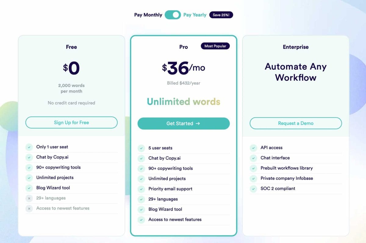 Plans and pricing