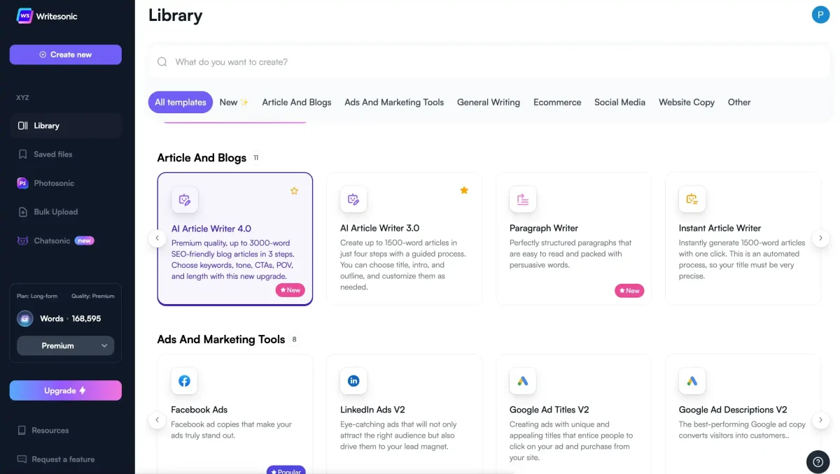 The Rytr editor