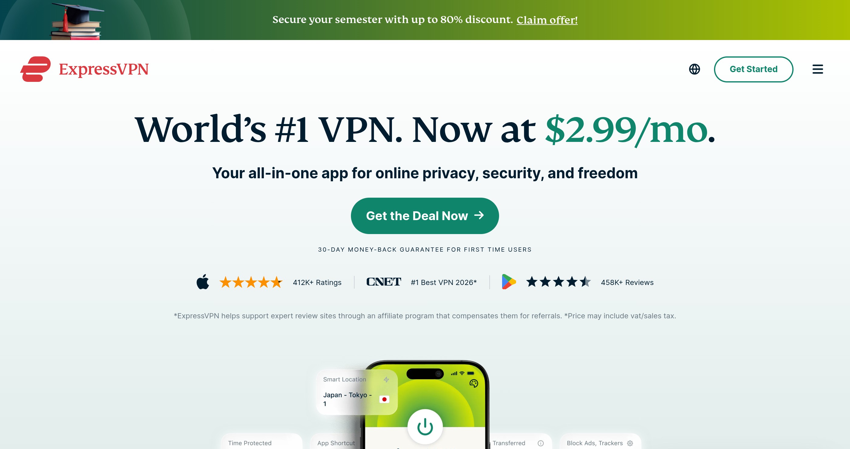 ExpressVPN homepage screenshot
