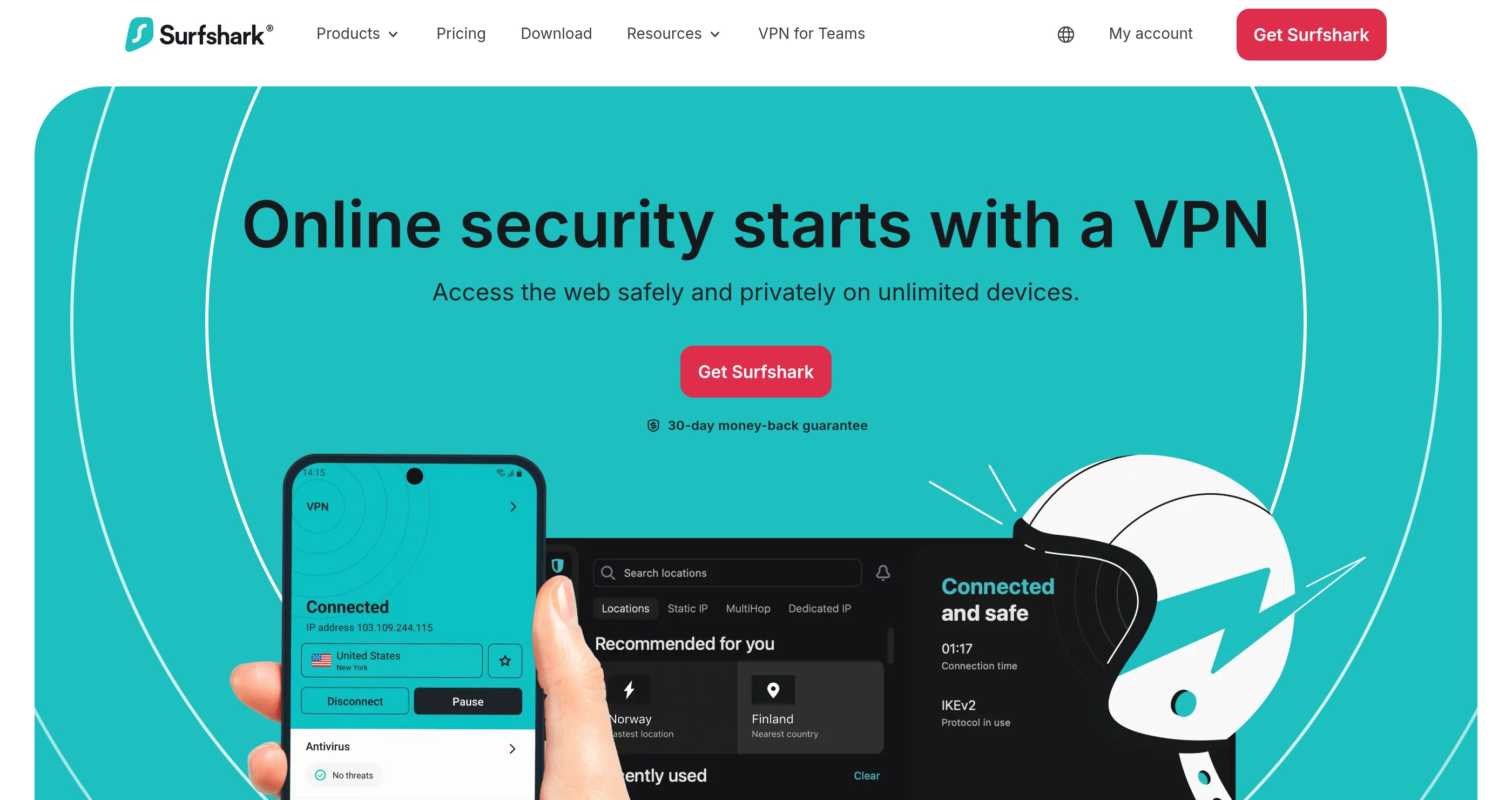 Surfshark homepage screenshot
